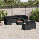 vidaXL Set canapele de grădină cu perne, 10 piese, negru, poliratan vidaXL Set canapele de grădină cu perne, 10 piese, negru, poliratan