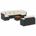 vidaXL Set canapele de grădină cu perne, 10 piese, negru, poliratan vidaXL Set canapele de grădină cu perne, 10 piese, negru, poliratan