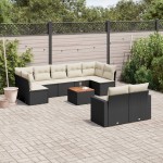 vidaXL Set canapele de grădină cu perne, 10 piese, negru, poliratan vidaXL Set canapele de grădină cu perne, 10 piese, negru, poliratan