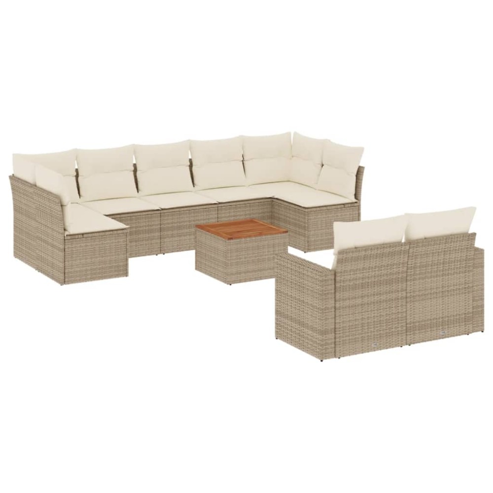 vidaXL Set canapele de grădină cu perne, 10 piese, bej, poliratan