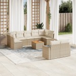 vidaXL Set canapele de grădină cu perne, 10 piese, bej, poliratan vidaXL Set canapele de grădină cu perne, 10 piese, bej, poliratan