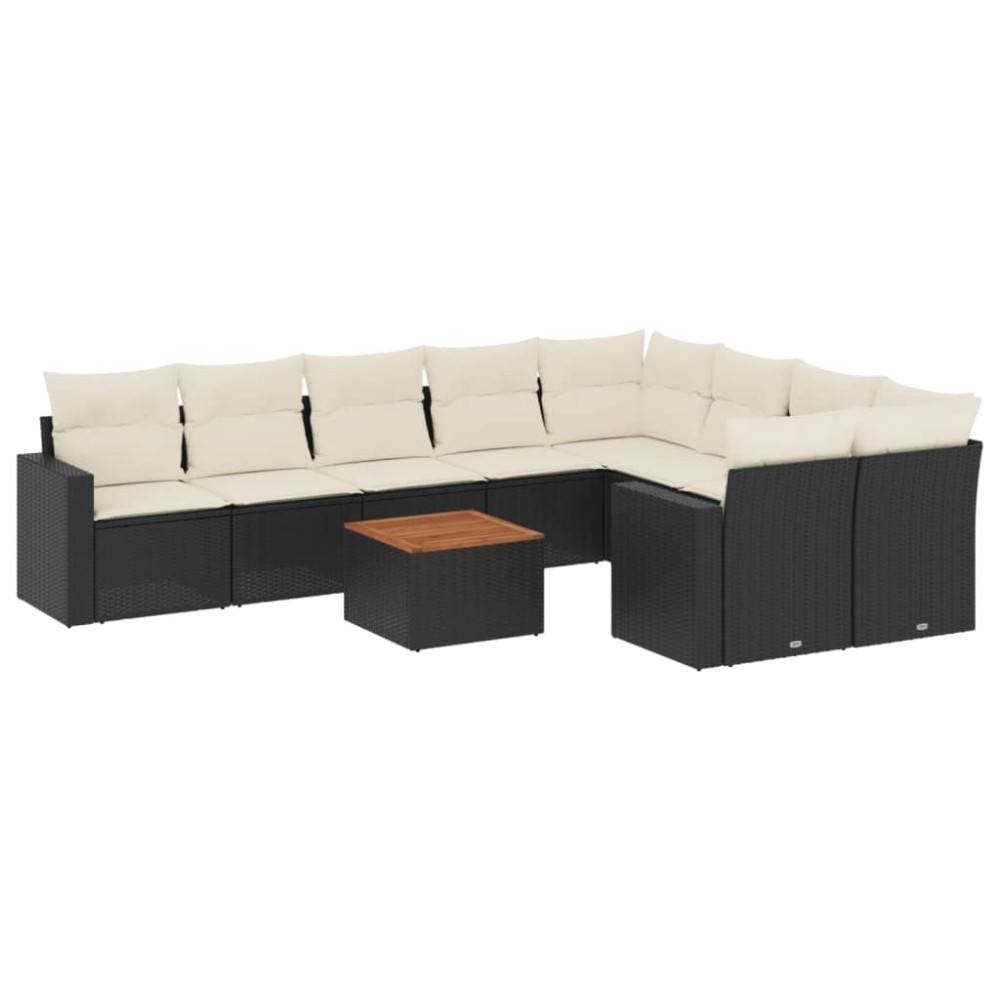 vidaXL Set canapele de grădină cu perne, 10 piese, negru, poliratan