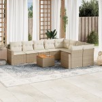 vidaXL Set canapele de grădină cu perne, 10 piese, bej, poliratan vidaXL Set canapele de grădină cu perne, 10 piese, bej, poliratan