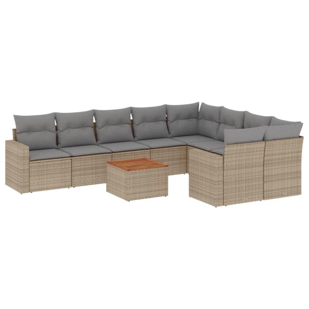 vidaXL Set canapele de grădină cu perne, 10 piese, bej, poliratan