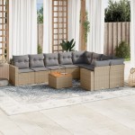 vidaXL Set canapele de grădină cu perne, 10 piese, bej, poliratan vidaXL Set canapele de grădină cu perne, 10 piese, bej, poliratan