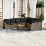 vidaXL Set mobilier de grădină cu perne, 10 piese, gri, poliratan vidaXL Set mobilier de grădină cu perne, 10 piese, gri, poliratan
