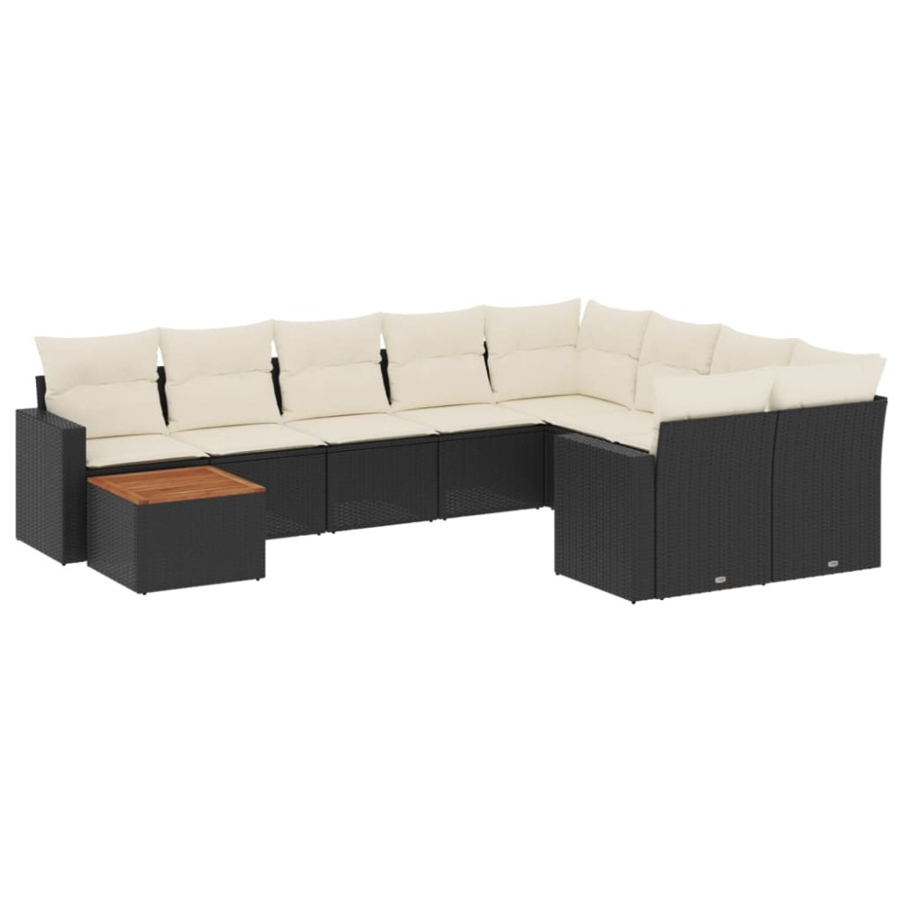 vidaXL Set canapele de grădină cu perne, 10 piese, negru, poliratan