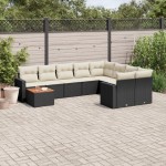 vidaXL Set canapele de grădină cu perne, 10 piese, negru, poliratan vidaXL Set canapele de grădină cu perne, 10 piese, negru, poliratan