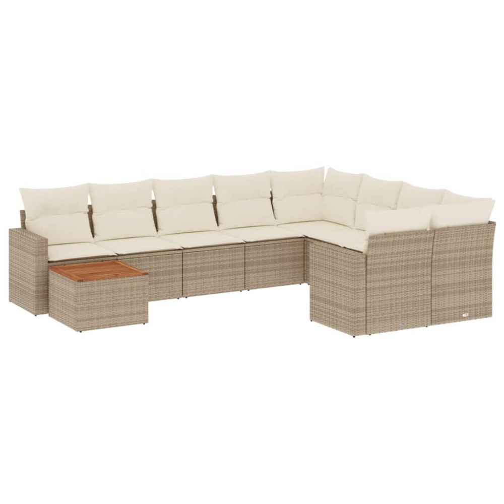 vidaXL Set canapele de grădină cu perne, 10 piese, bej, poliratan