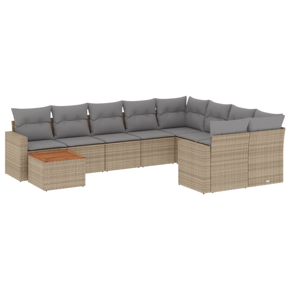 vidaXL Set canapele de grădină cu perne, 10 piese, bej, poliratan