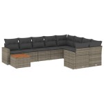 vidaXL Set mobilier de grădină cu perne, 10 piese, gri, poliratan