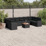 vidaXL Set canapele de grădină cu perne, 11 piese, negru, poliratan vidaXL Set canapele de grădină cu perne, 11 piese, negru, poliratan