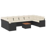 vidaXL Set canapele de grădină cu perne, 11 piese, negru, poliratan vidaXL Set canapele de grădină cu perne, 11 piese, negru, poliratan