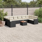 vidaXL Set canapele de grădină cu perne, 11 piese, negru, poliratan vidaXL Set canapele de grădină cu perne, 11 piese, negru, poliratan