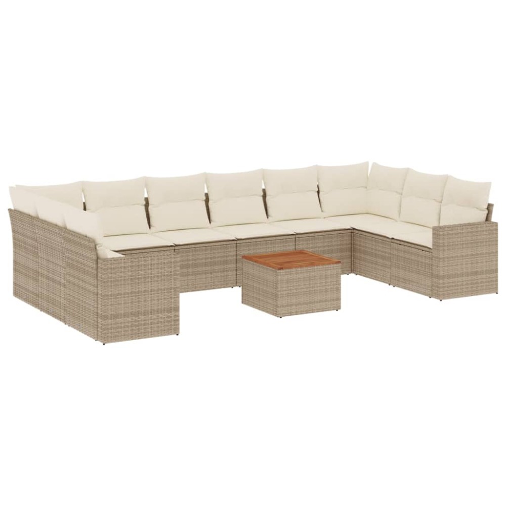 vidaXL Set canapele de grădină cu perne, 11 piese, bej, poliratan