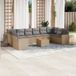 vidaXL Set canapele de grădină cu perne, 11 piese, bej, poliratan vidaXL Set canapele de grădină cu perne, 11 piese, bej, poliratan