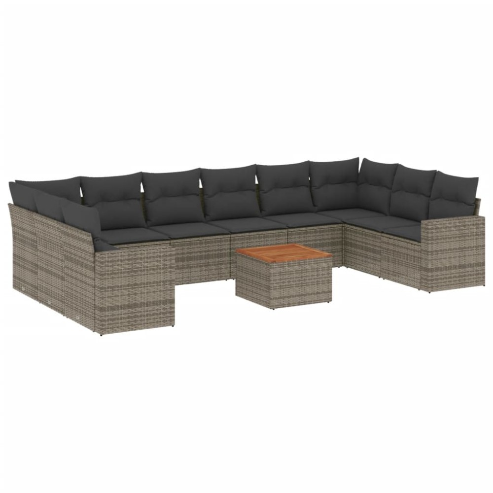 vidaXL Set canapele de grădină cu perne, 11 piese, gri, poliratan