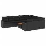 vidaXL Set canapele de grădină cu perne, 11 piese, negru, poliratan vidaXL Set canapele de grădină cu perne, 11 piese, negru, poliratan