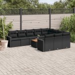vidaXL Set canapele de grădină cu perne, 11 piese, negru, poliratan vidaXL Set canapele de grădină cu perne, 11 piese, negru, poliratan