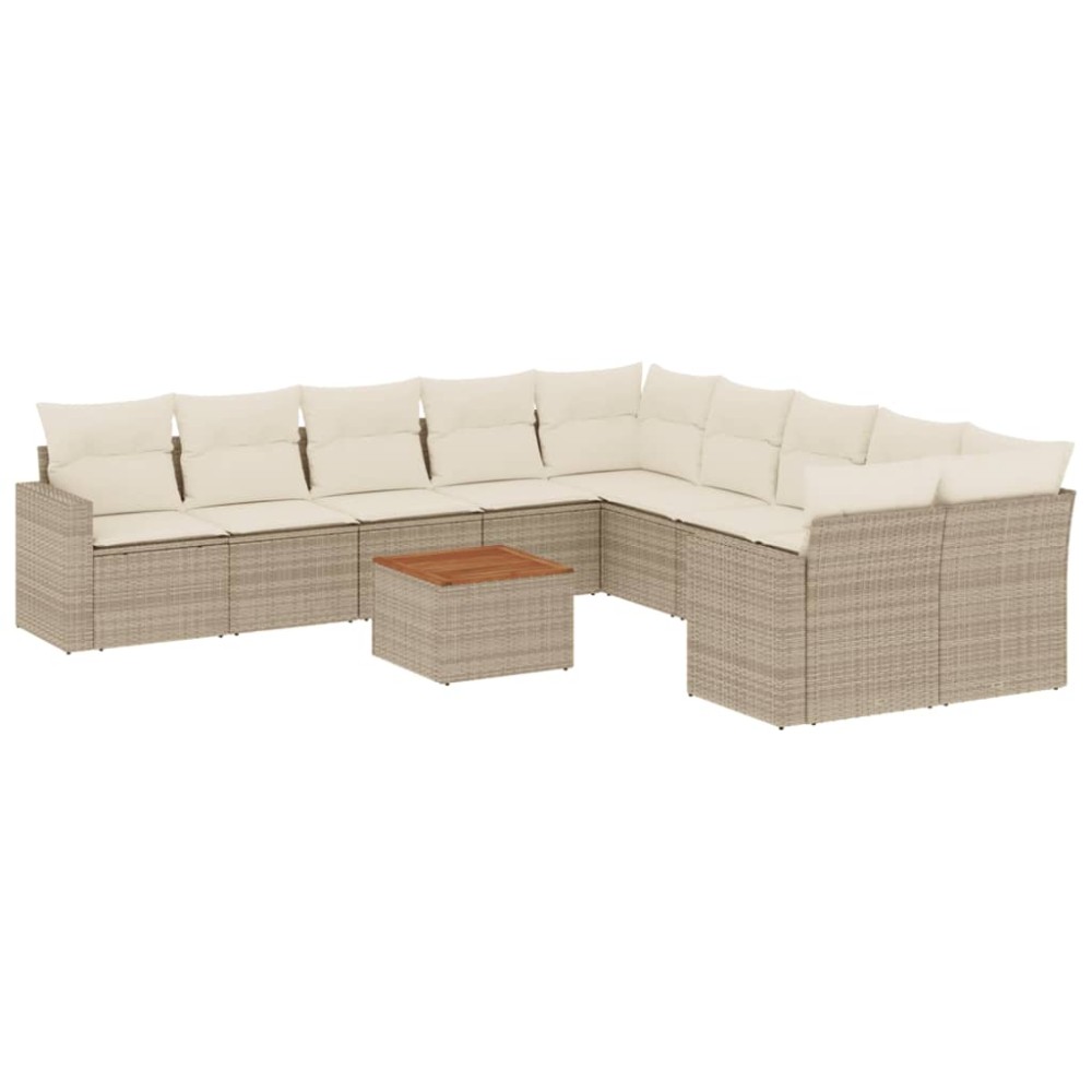 vidaXL Set canapele de grădină cu perne, 11 piese, bej, poliratan