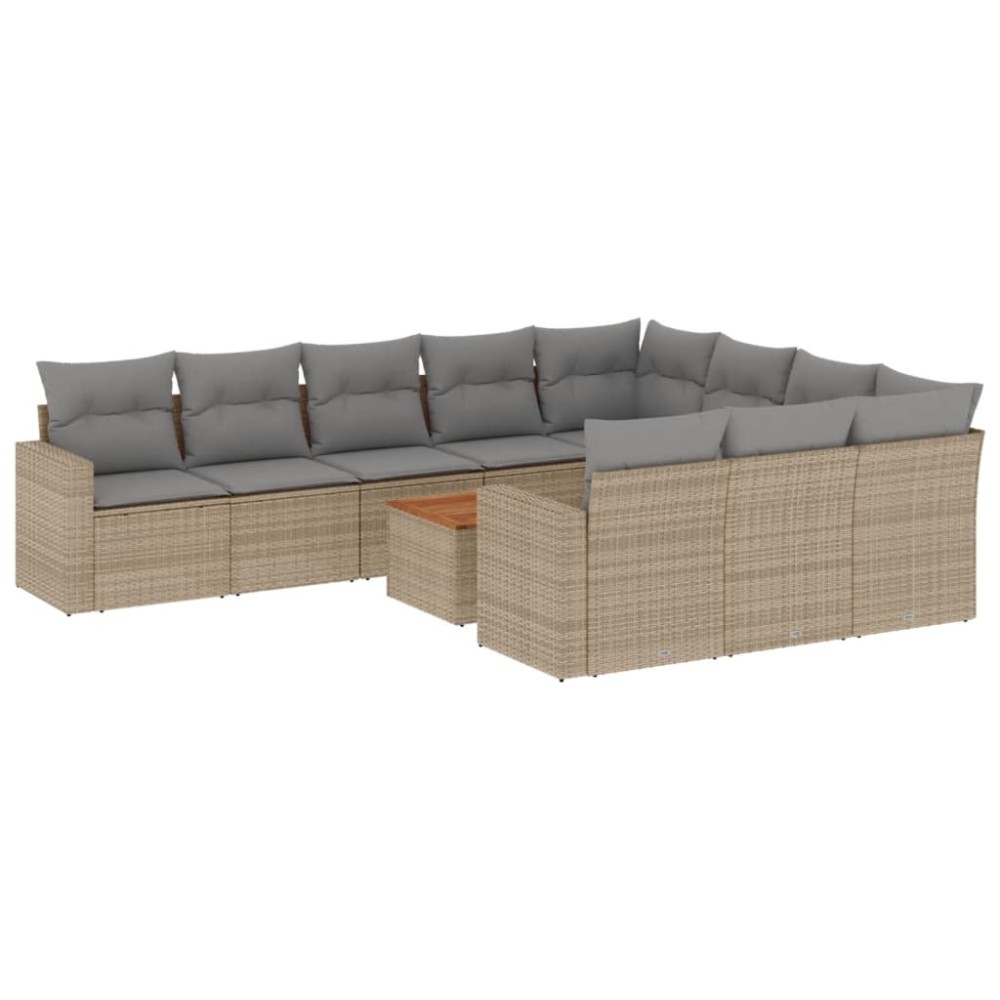 vidaXL Set canapele de grădină cu perne, 11 piese, bej, poliratan