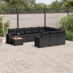 vidaXL Set canapele de grădină cu perne, 11 piese, negru, poliratan vidaXL Set canapele de grădină cu perne, 11 piese, negru, poliratan