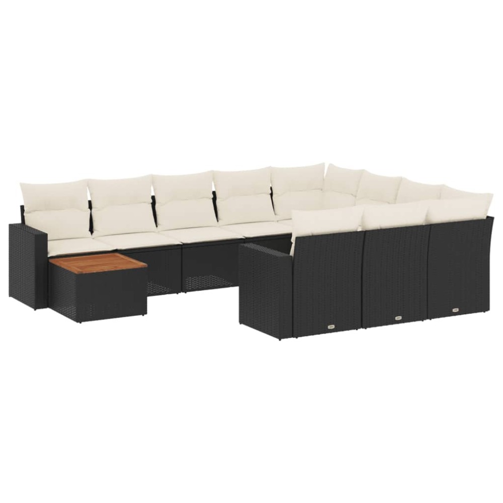 vidaXL Set canapele de grădină cu perne, 11 piese, negru, poliratan