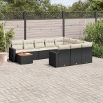 vidaXL Set canapele de grădină cu perne, 11 piese, negru, poliratan vidaXL Set canapele de grădină cu perne, 11 piese, negru, poliratan