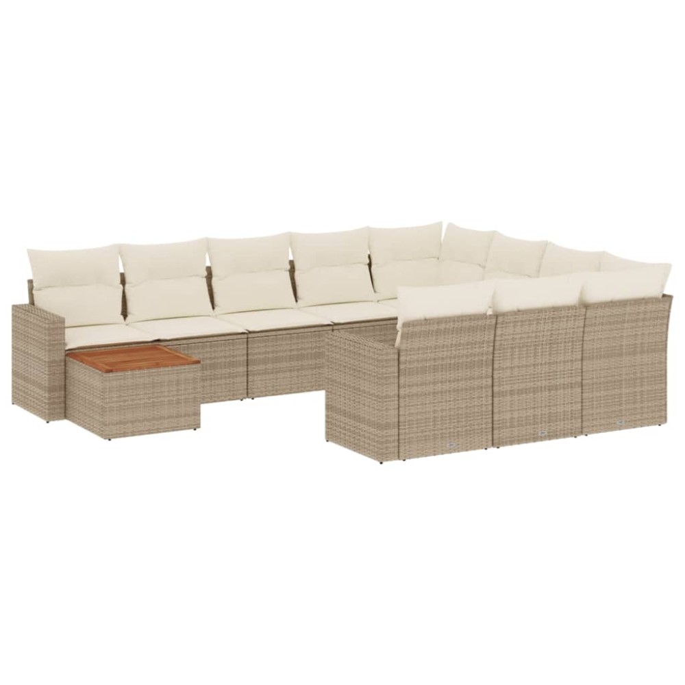 vidaXL Set canapele de grădină cu perne, 11 piese, bej, poliratan