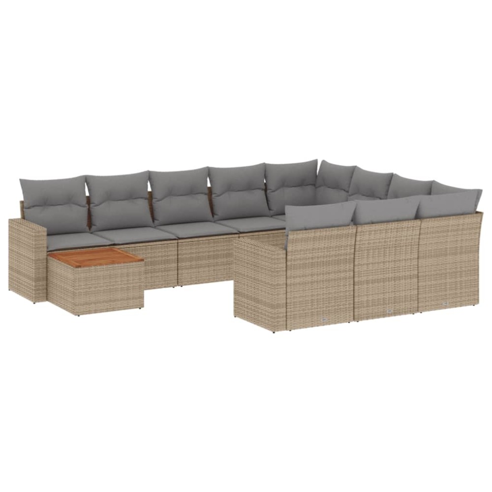 vidaXL Set canapele de grădină cu perne, 11 piese, bej, poliratan