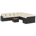 vidaXL Set canapele de grădină cu perne, 11 piese, negru, poliratan vidaXL Set canapele de grădină cu perne, 11 piese, negru, poliratan