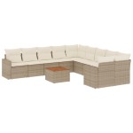 vidaXL Set canapele de grădină cu perne, 11 piese, bej, poliratan vidaXL Set canapele de grădină cu perne, 11 piese, bej, poliratan
