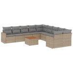 vidaXL Set canapele de grădină cu perne, 11 piese, bej, poliratan