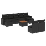 vidaXL Set canapele de grădină cu perne, 10 piese, negru, poliratan