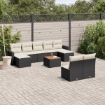 vidaXL Set canapele de grădină cu perne, 10 piese, negru, poliratan vidaXL Set canapele de grădină cu perne, 10 piese, negru, poliratan
