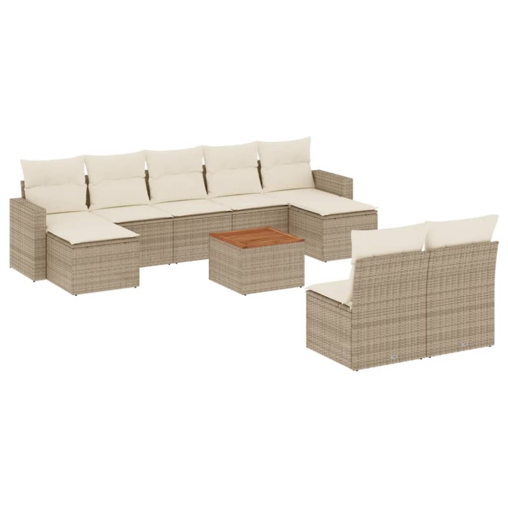 vidaXL Set canapele de grădină cu perne, 10 piese, bej, poliratan