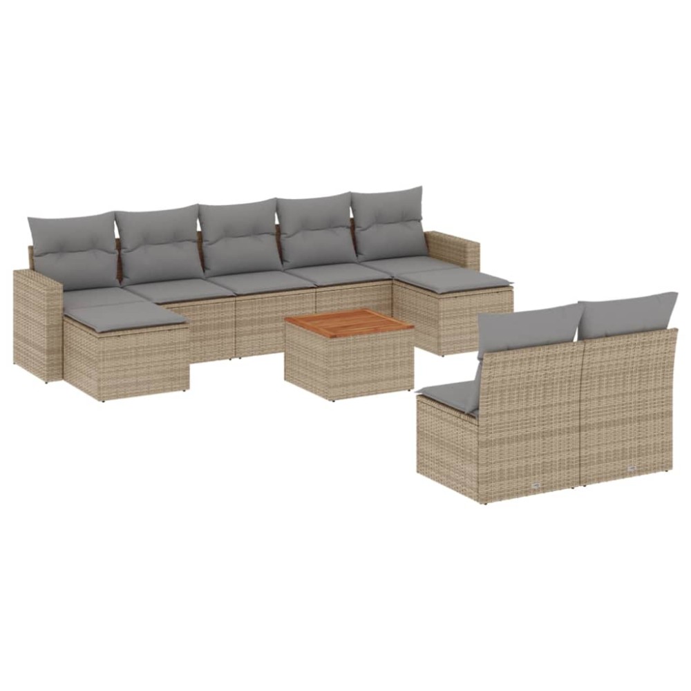 vidaXL Set canapele de grădină cu perne, 10 piese, bej, poliratan