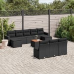 vidaXL Set canapele de grădină cu perne, 11 piese, negru, poliratan vidaXL Set canapele de grădină cu perne, 11 piese, negru, poliratan