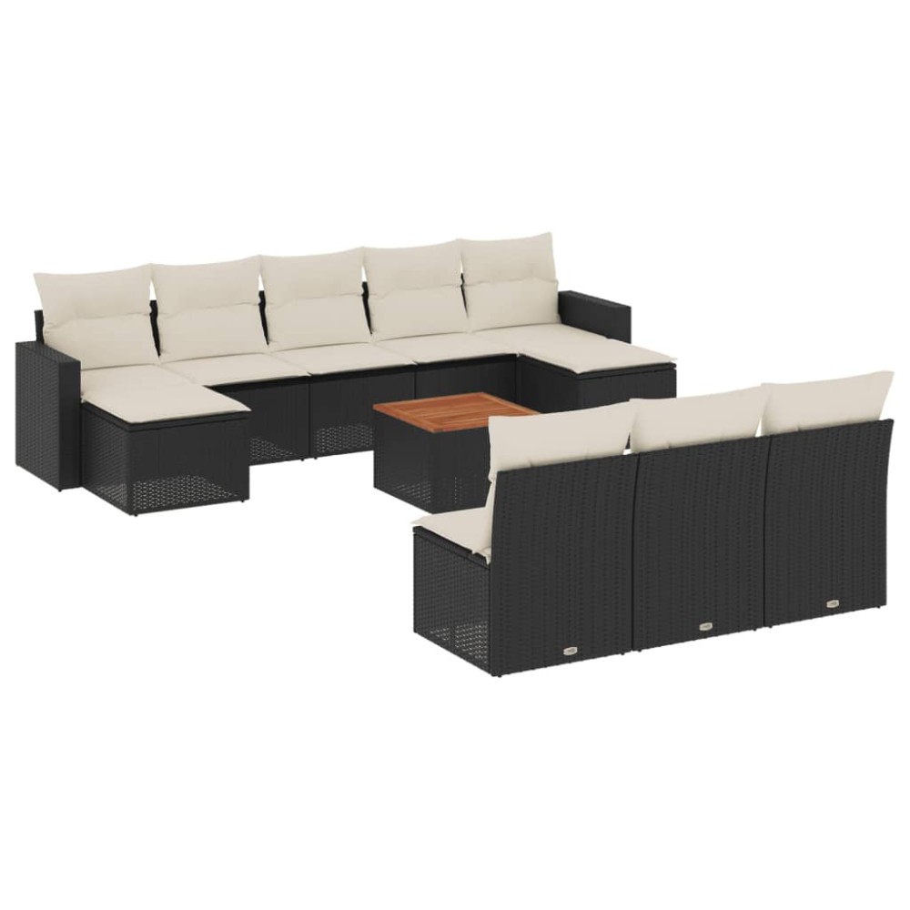 vidaXL Set canapele de grădină cu perne, 11 piese, negru, poliratan