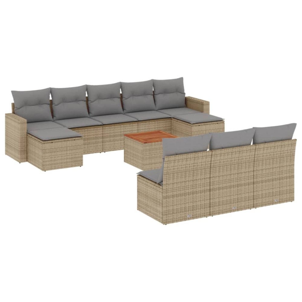 vidaXL Set canapele de grădină cu perne, 11 piese, bej, poliratan