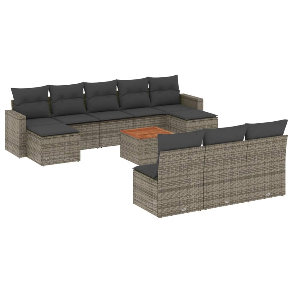 vidaXL Set canapele de grădină cu perne, 11 piese, gri, poliratan
