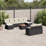 vidaXL Set canapele de grădină cu perne, 10 piese, negru, poliratan vidaXL Set canapele de grădină cu perne, 10 piese, negru, poliratan