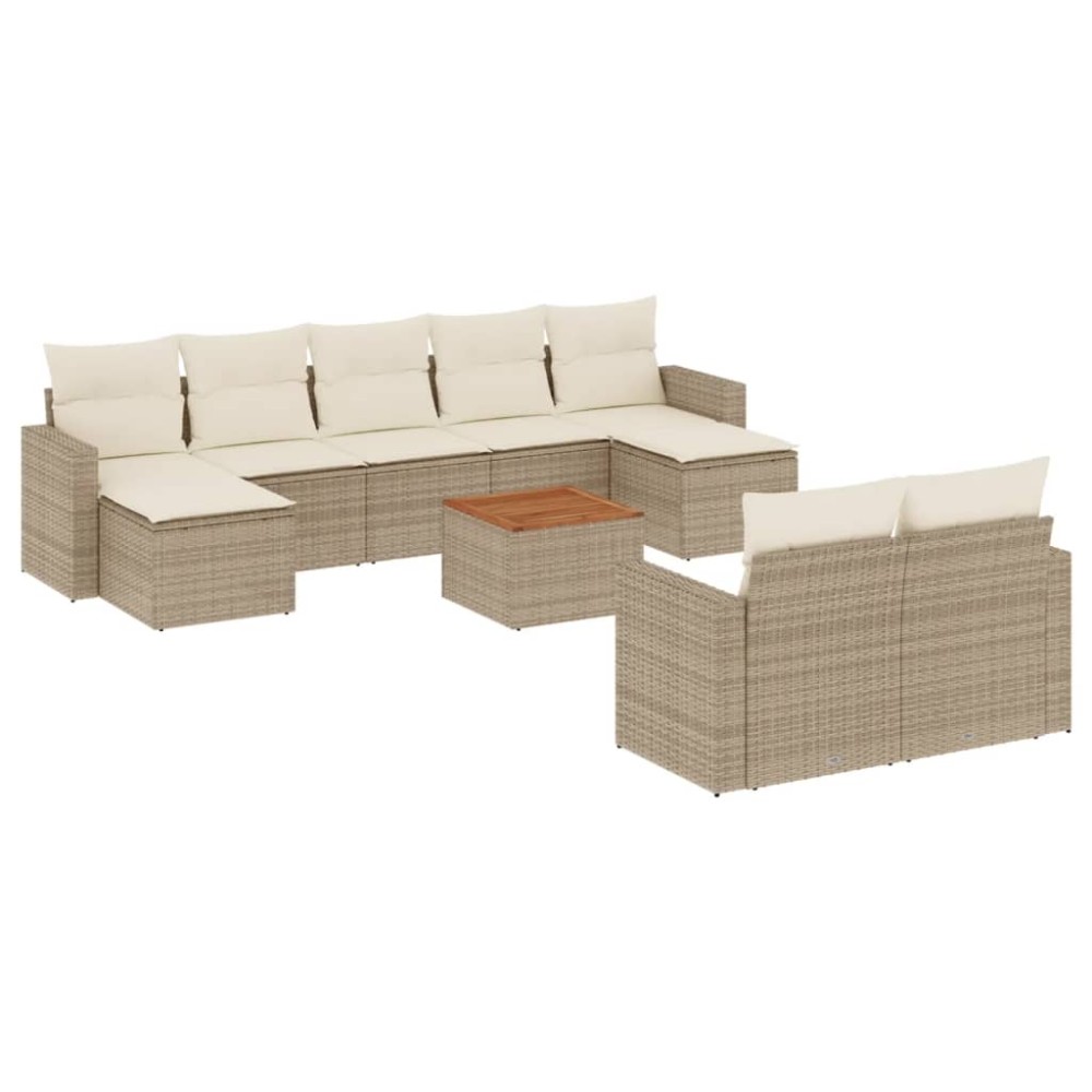 vidaXL Set canapele de grădină cu perne, 10 piese, bej, poliratan