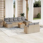 vidaXL Set canapele de grădină cu perne, 10 piese, bej, poliratan vidaXL Set canapele de grădină cu perne, 10 piese, bej, poliratan