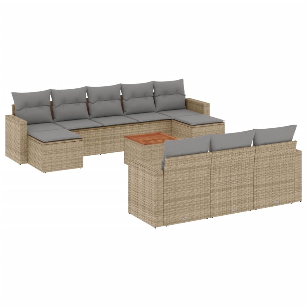 vidaXL Set canapele de grădină cu perne, 11 piese, bej, poliratan