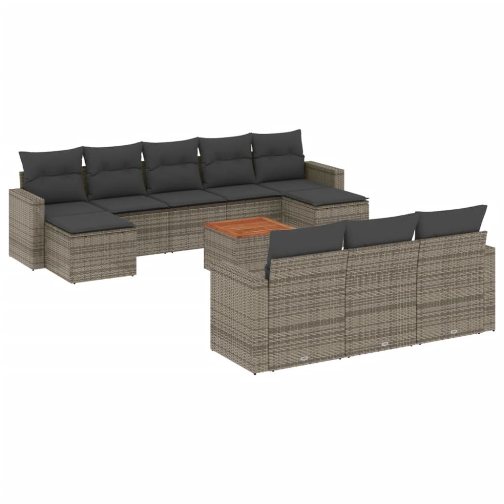 vidaXL Set canapele de grădină cu perne, 11 piese, gri, poliratan