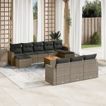 vidaXL Set canapele de grădină cu perne, 11 piese, gri, poliratan vidaXL Set canapele de grădină cu perne, 11 piese, gri, poliratan