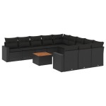 vidaXL Set canapele de grădină, 12 piese, cu perne, negru, poliratan vidaXL Set canapele de grădină, 12 piese, cu perne, negru, poliratan