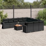 vidaXL Set canapele de grădină, 12 piese, cu perne, negru, poliratan vidaXL Set canapele de grădină, 12 piese, cu perne, negru, poliratan