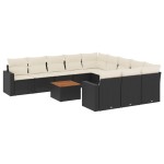 vidaXL Set canapele de grădină, 12 piese, cu perne, negru, poliratan vidaXL Set canapele de grădină, 12 piese, cu perne, negru, poliratan